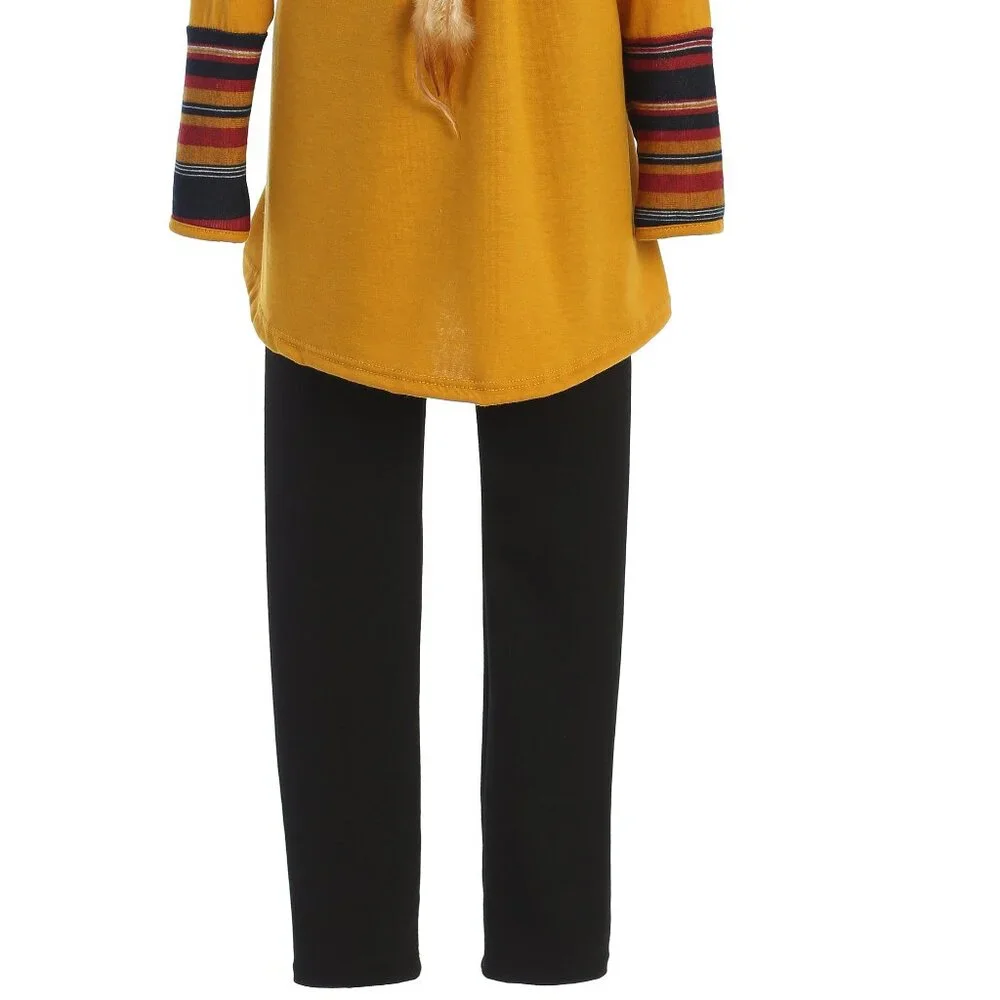 Girls clothing set top pants legging tight Mustard Blouse Top Pant Legging Set